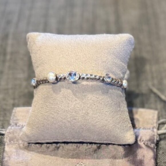 Brighton Silver, Pearl, and Crystal Bangle Bracelet - Picture 1 of 2